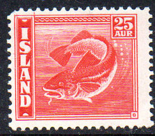 ICELAND. 1945. Fish. 25aur Red. - Used Stamps