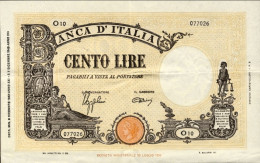 1944-biglietto Di Banca L.100 Barbetti-Testina-Fascio Data 10 Ottobre Firme Azzo - Sonstige & Ohne Zuordnung