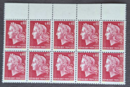 France 1969 N°1536Ba En Bloc De 10 **TB Cote 30€ - 1967-1970 Marianne Of Cheffer