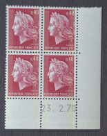 France 1969 N°1536Ba En Bloc De 4 Cd **TB Cote 15€ - 1967-1970 Marianne Of Cheffer