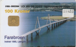 Denmark, DD 228Dc, Bridges, Faroe Broen, 20.000 Issued ( For Da, Db And Dc), 2 Scans. Oval Ø, Chip : DK-D7 - Denemarken