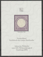 U.P.U. - Congrés Hambourg 1984 - Repro. 1er Timbre D'Allemagne - Neuf - Hamburg 84 - Salon UPU - Deutscland Briefmarke - U.P.U.