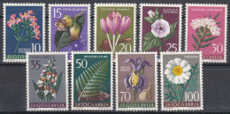 Yugoslavia Republic 1957 Flowers Mi#812-820 Mint Hinged - Ungebraucht