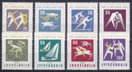 Yugoslavia 1960 Olympic Games Rome Italy Sports Athletics Swimming Skiing Wrestling Cycling Sailing Riding Fencing MNH - Ongebruikt