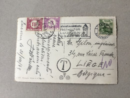 CP Taxée En Belgique De Luzern Suisse Pour Liège En 1949 - Covers & Documents