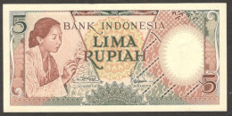 Indonesia 5 Rupiah Batik Worker P-55 1958 UNC - Indonesië