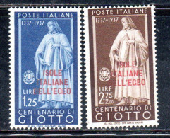 EGEO 1938 GIOTTO UOMINI ILLUSTRI SERIE COMPLETA COMPLETE SET MNH - Egeo