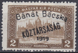 Hongrie Banat Bacska 1919 Mi 32 MH * Palais   (A8) - Banat-Bacska