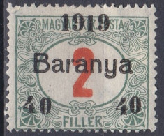 Hongrie Baranya Taxe 1919 Mi 4 *  (A8) - Baranya