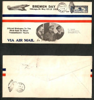 "BREMEN DAY---CHICAGO" FIRST EAST WEST FLIGHT---BREMEN FLYERS (MAY 13/1928) (OS-770) - Event Covers