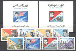 Yemen 1965, Space, Kennedy, 8val +BF - Asia