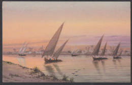 00881/ Egypt Sailing Boats On The Nile, Lovely Colours - Pyramides