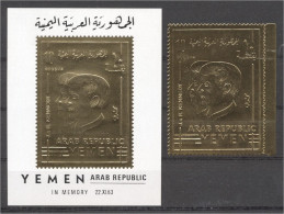 Yemen 1968, Kennedy, 1val GOLD +BF GOLD - Yémen