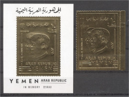 Yemen 1968, Kennedy, 1val GOLD +BF GOLD - Kennedy (John F.)