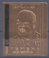 Yemen 1968, Martin Luther King, 1val GOLD IMPERFORATED - Yémen