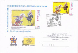 54265. Carta Epistolar Itinerante CERVANTES 2002 (Quiijote), Puebla D3e Cazalla, Celanova, Luanca.... - Covers & Documents