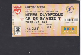 Gard.Football;  Stade Des Costières. Billet D'entrée. Nîmes Contre CR De Savoie - Tickets D'entrée