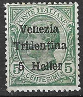 ITALIA VENEZIA TRIDENTINA - 5 HELLER - MH*  (YVERT 28 - MICHEL 27 - SS 28) - Trente