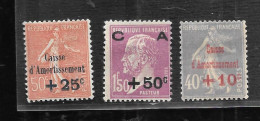 / France: C A N°249/251** Sauf Le 250 * - 1927-31 Cassa Di Ammortamento