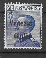 ITALIA VENEZIA GIULIA - 1919 - MICHETTI  25 CENT SOVRASTAMPATO - MH*  (YVERT 24 - MICHEL 24 - SS 24) - Venezia Julia