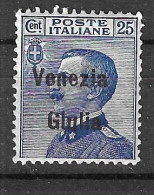 ITALIA VENEZIA GIULIA - 1919 - MICHETTI  25 CENT SOVRASTAMPATO - MH*  (YVERT 24 - MICHEL 24 - SS 24) - Venezia Giuliana