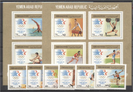 Yemen Kingdom 1984, Olympic Games In Los Angeles, 8val+2BF - Yemen