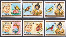 Yemen Kingdom 1980, Intern. Year Of Child, Butterfly, Bird, Flowers, 6val IMPERFORATED - Otros & Sin Clasificación