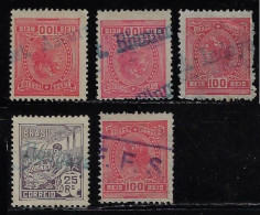 Brazil 1918/… 5 Different Cancel Santa Catarina Railway Station Ascurra Blumenau Indayal Itoupava Secca EFSC - Brieven En Documenten