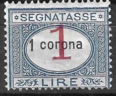 ITALIA - OCC. DALMAZIA - 1919 - SEGNATASSE 1 CORONA/1LIRA - MH*  (YVERT TX2 - MICHEL PM 11 - SS SG2) - Dalmatie