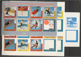 Yemen Kingdom 1970, Olympic Games In Sapporo, Skiing, Skating, Color Proofs BF - Hiver 1972: Sapporo