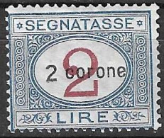 ITALIA - OCC. DALMAZIA - 1919 - SEGNATASSE 2 CORONA/2 LIRA - MH*  (YVERT TX2 - MICHEL PM 12 - SS SG3) - Dalmatië