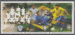 Brasil Brazil 3347/49 2014 100 Años De La Selección De Fútbol Brasileña MNH - Other & Unclassified