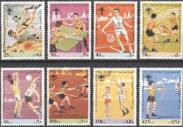 Yemen 1988, Diving, Volleyball, Tennis Table, Tennis, Scout, Basketball, Archery, 8val - Tennis De Table