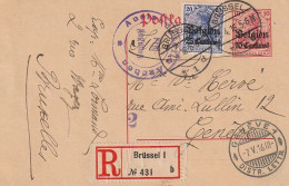 Deutsche Besetzung Belgien - Postkarte Einschreiben - Brüssel Via Aachen Nach Genf 1916 (67805) - Occupation 1914-18