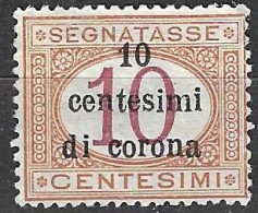 ITALIA - OCC. TRENTO E TRIESTE - 1919 - SEGNATASSE 2C. DI CORONA/10C. - NUOVO S.G.  (YVERT TX2 - MICHEL PM 2 - SS SG 2) - Trento & Trieste