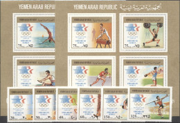 Yemen 1985, Olympic Games In Los Angeles, Gymnastic, Athletic, Rowing, 6val +2BF - Gymnastiek