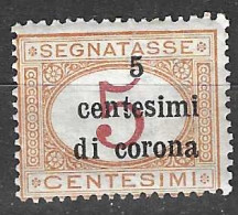ITALIA - OCC. TRENTO E TRIESTE - 1919 - SEGNATASSE 5C. DI CORONA/5C. - NUOVO MNH**.  (YVERT TX1 - MICHEL PM1 - SS SG 1) - Trente & Trieste