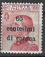 ITALIA - OCC. TRENTO E TRIESTE - 1919 - 60 C. DI CORONA/60 C. - NUOVO MNH**  (YVERT 10 - MICHEL 10 - SS  10) - Trento & Trieste