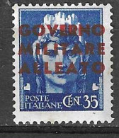 ITALIA - OCC. ALLEATA SUD - NAPOLI  - 1943 - 35 C. - NUOVO MH*  (YVERT 11- MICHEL 2a- SS  11) - Occ. Anglo-américaine: Naples