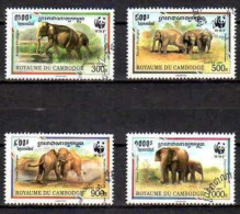 Animaux Eléphants Cambodge 1997 (63) Yvert N° 1399 à 1402 Oblitérés Used - Eléphants