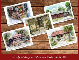 Malaysia Truly Malaysian Memories – SET 3 Nostalgic Memories Postcard MINT Fauna Cat Motorcycle Bicycle Food Lifestyle - Malaysia