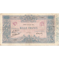 France, 1000 Francs, Bleu Et Rose, 1925, X.2000, TB, Fayette:36.41, KM:67j - 1 000 F 1889-1926 ''Bleu Et Rose''