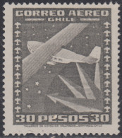 Chile A- 154 1953/54 Timbre De 1934-38 Sin Filigrane Avión MH - Chili