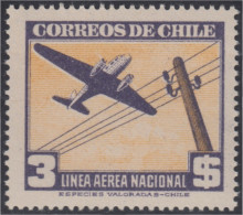 Chile A- 86 1942/46 Serie Antigua Sin Filigrane Avión MH - Chili