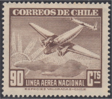 Chile A- 61 1941/42 Serie Antigua Filigrane A  Avión MH - Chili