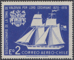 Chile A- 264 1970 150 Años De La Toma De Valdivia Por Lord Cochrane Velero Boa - Chili