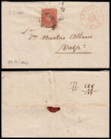 Chile 8 1863 Carta Santiago A Valparaíso Sello Colón - Chili