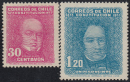 Chile 153/54 1934 Centenario De La Constitución MH - Chili