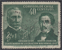 Chile 218 1947 Centenario Del Himno Nacional Usado - Chili