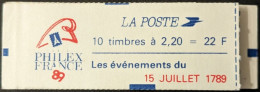 2376-C12 ** PhilexFrance 1989 Bicentenaire De La Révolution Conf.9. Liberté 2.20F Rouge Daté 15-06-89 - Modernos : 1959-…